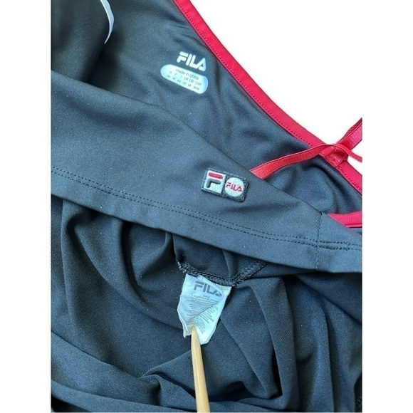 FILA Tennis One Shoulder Ajustable Strap Black Red White Sports Dress, Medium - Picture 9 of 11